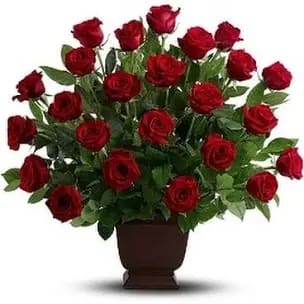 Rose Tribute Bouquet - This elegant arrangement of deep red roses, symbolizing love, respect, and remembrance.