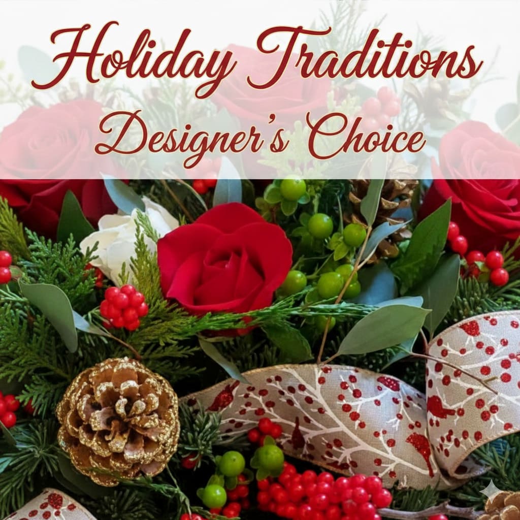 Holiday Traditions Centerpiece - A Classic Woodsy holiday custom table décor -- perfect for a hostess gift or to adorn your holiday table