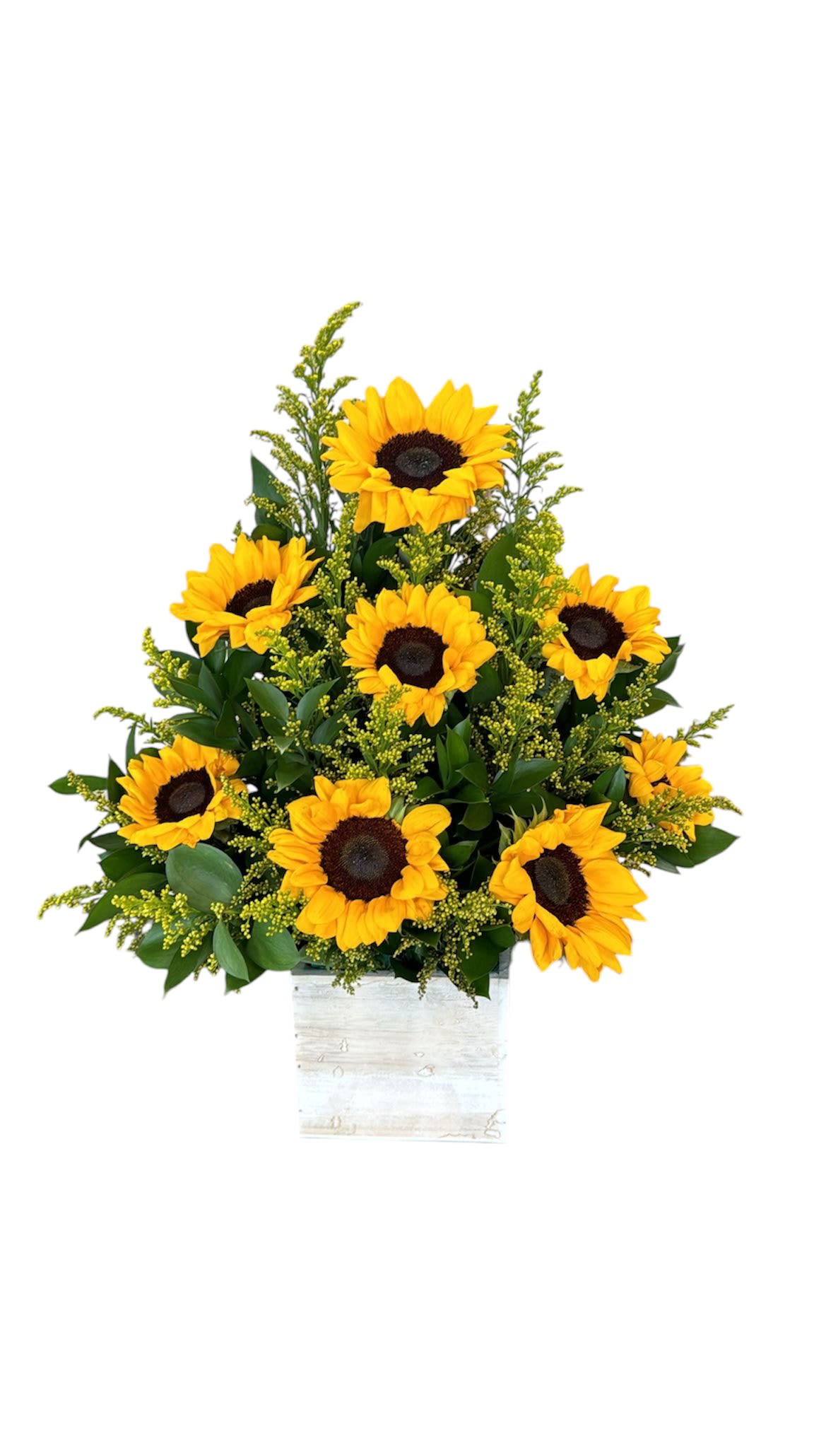 You're My Sunshine - Beautiful sunflowers in a wood vase. Ideal for any occasion.
