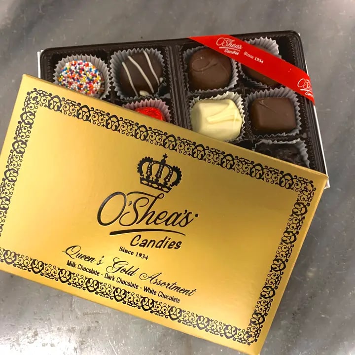 Queen Gold Box - This box of chocolates is an assortment of white, milk and dark chocolate and will make a perfect gift.