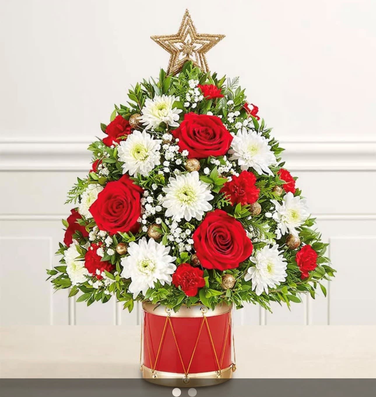 holyday flowers tree musical merriment - nice christmas tree  include fresh pine red roses cushion pom and more
