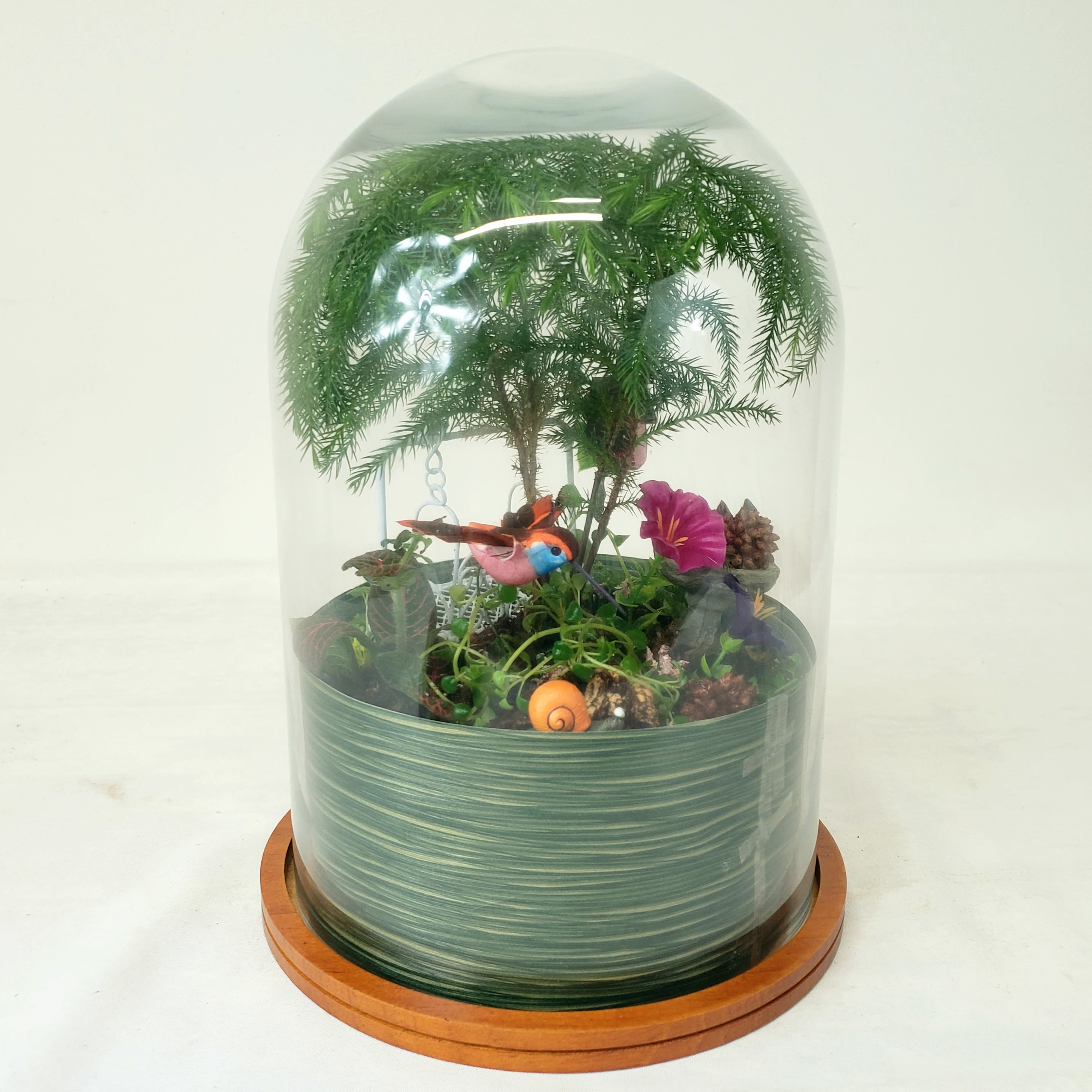 Glass Terrarium - This beautiful, easy-care glass terrarium is an elegant decor item to enhance any room. 16" tall. 