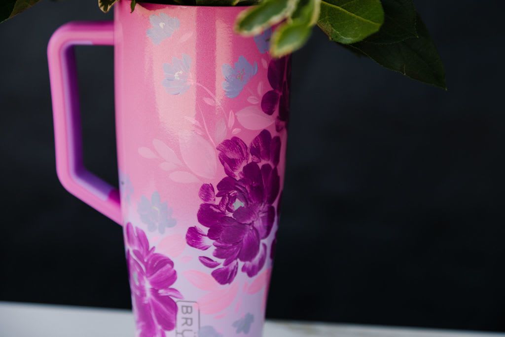 Bubblegum Blossom (Tumbler Only)  SALE!  40%off - Order Now! Each tumbler is a one-of-a-kind, hand-painted piece sealed with a clear gloss powder coat—dishwasher safe, chip-resistant, and made to last; by artist Melanie Haggard @meligrafi. Want the tumbler with flowers? Just click the “Occasions” tab at the top of the page and scroll to Summer.