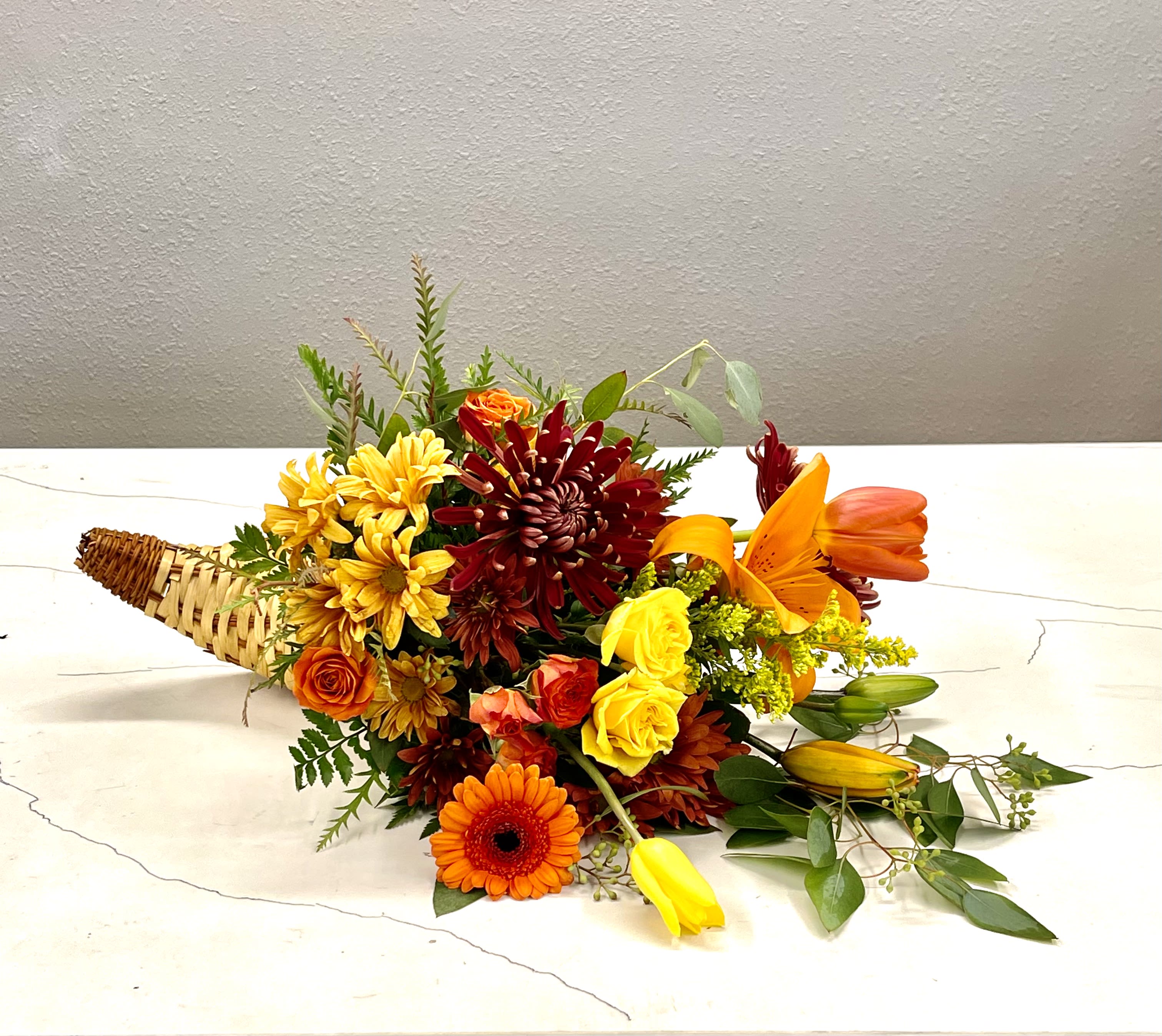 Classic Cornucopia - Celebrate the season of Thanksgiving with this traditional symbols of autumnal abundance.