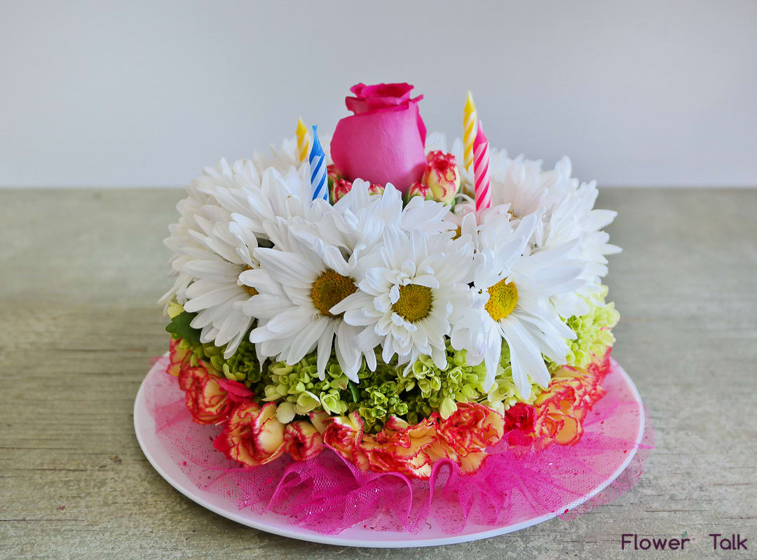 Florist choice Birthday Cake By Flower Talk - Perhaps they're cutting sugar from their diet for a while. But what's a birthday celebration without cake! The cake will not look just like the picture but similar with different colors. 