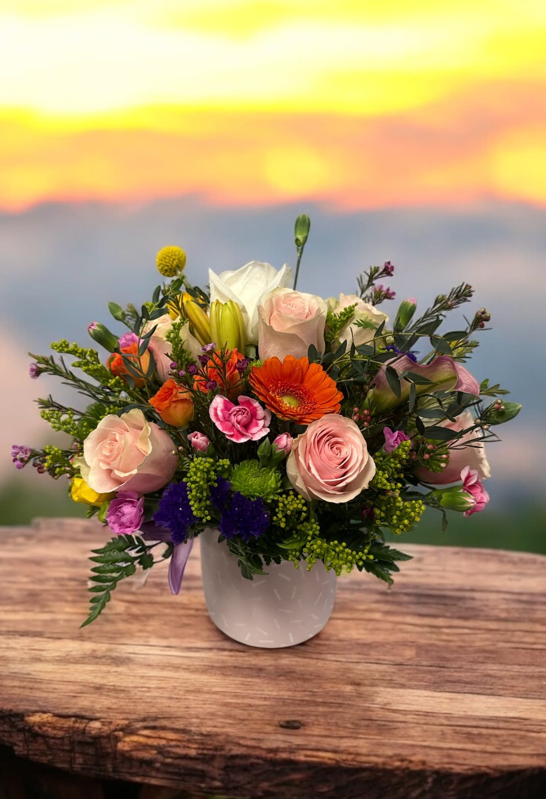 Morning Glow - Morning Glow” is a premium floral arrangement designed to brighten any room with its soft, radiant, sunrise inspired colors. This elegant design features fresh flowers, carefully selected by our professional florists, creating a harmonious and long-lasting bouquet. Perfect for anyone searching for flowers near me, floral arrangements, premium flower bouquets, or same-day flower delivery.  “Morning Glow” is ideal for birthday flowers, anniversary flowers, get-well gifts, home decoration, and special occasions. Crafted with high-quality blooms, this arrangement offers a luxurious and modern look, making it one of our top choices for fresh flower delivery and custom floral design.  If you're looking for local flower delivery, florist near me, or a standout arrangement that brings warmth and elegance to any space, “Morning Glow” is the perfect option. Available for same-day delivery, daily flower delivery, and personalized service in Manassas, Gainesville, bristow AND Haymarket  VA 