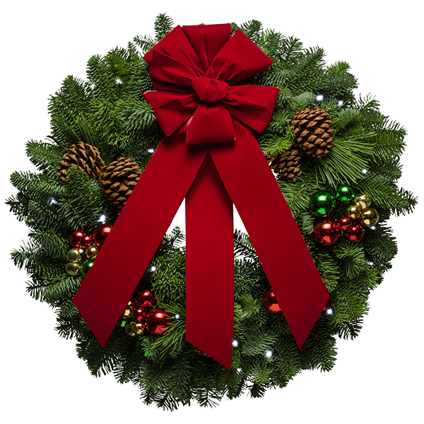 Christmas Wreath - The quintessential Christmas gift, our beautiful Classic wreath is a great way to spread Christmas cheer to a co-worker, friend, or loved one, and it's sure to last all season long! 