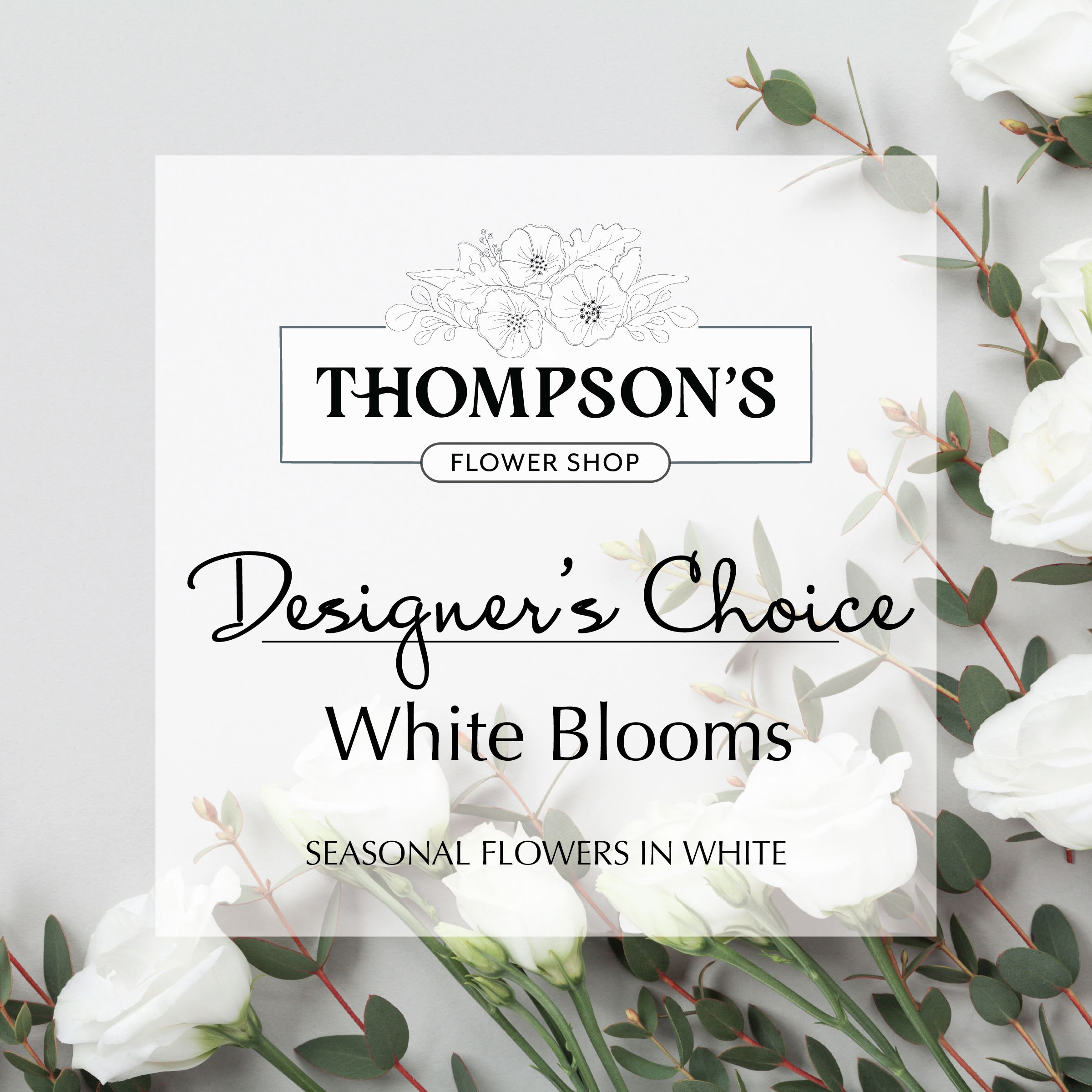 Designer's Choice Whites  - Give our designer's the creative freedom to build you a beautiful arrangement filled with elegant white flowers. 