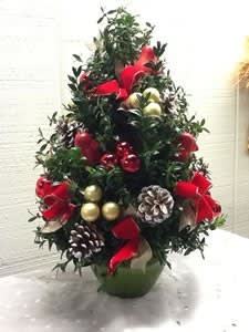 Boxwood Christmas Tree - Christmas Tree created from English Boxwood branches into a beautiful decorated tree, a fantastic gift that will last through the new year and beyond