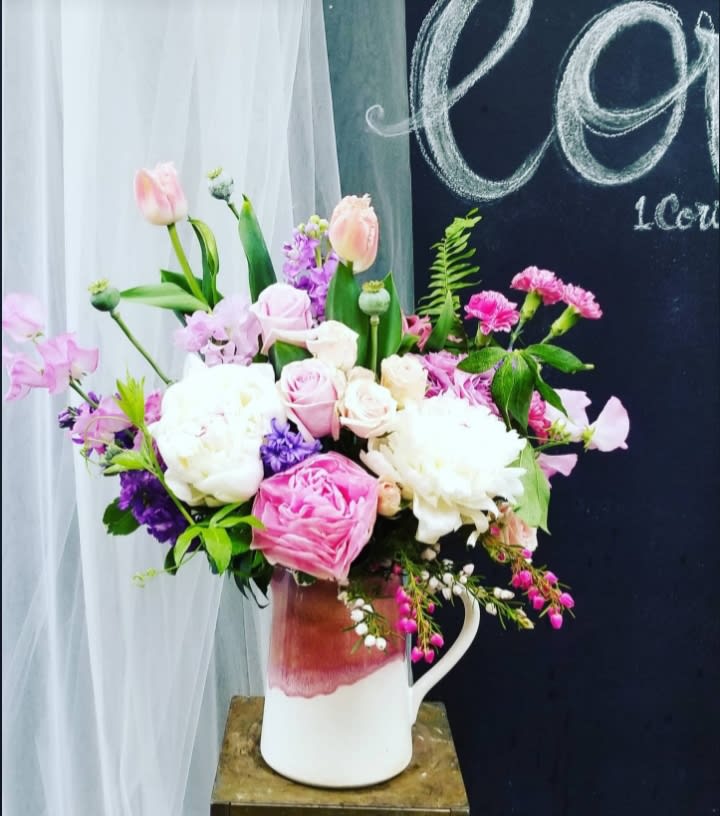 Beautiful blooms - Mixture of colorful flowers in ceramic containers.*Reasonable flower substitutions may be made due to availability.