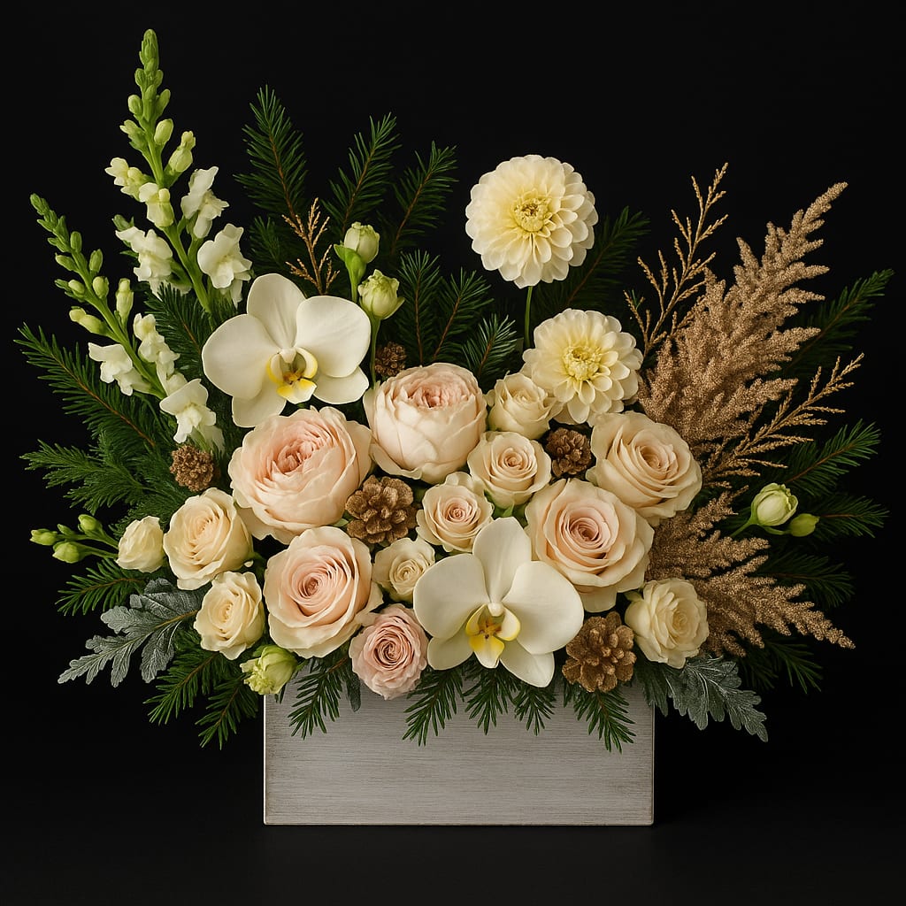 Orchid &amp; Dahlia Roses Luxury Centerpiece  - Orchid &amp; Dahlia Roses Luxury Centerpiece 