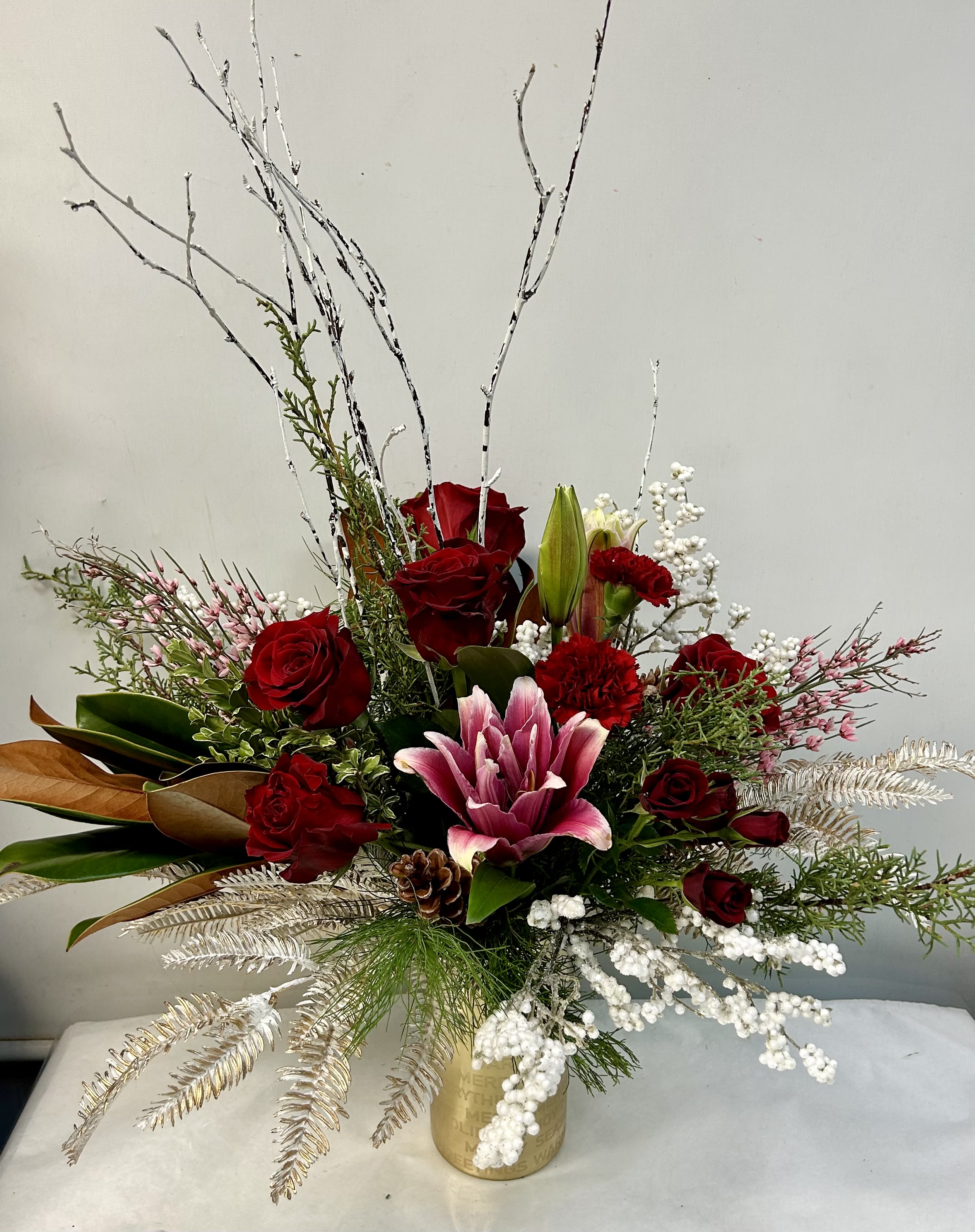 Comfort &amp; Joy - A stunning design, with roses, lilies and lots of holiday joy