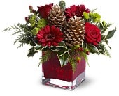 Christmas time. - Beautiful red cube vase, to decorate your house during this magical time.