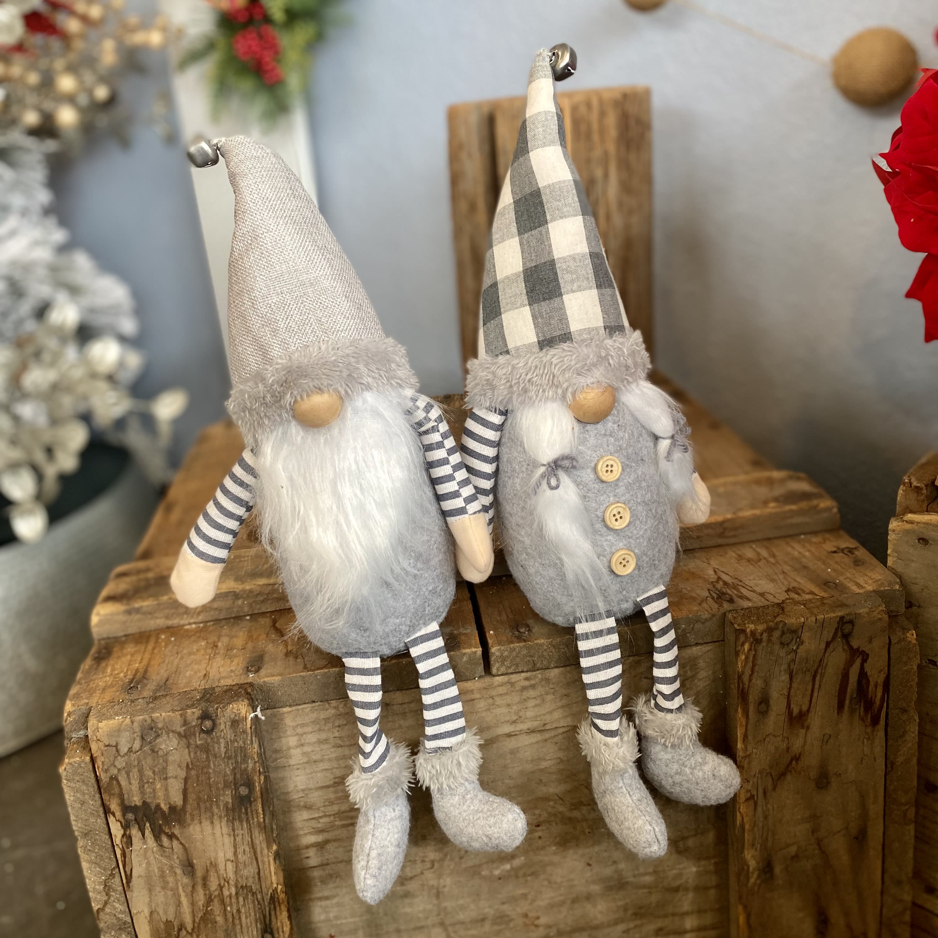Grey Gnome Couple  - A super cute pair of Mr. &amp; Mrs. grey gnomes perfect for all year round.