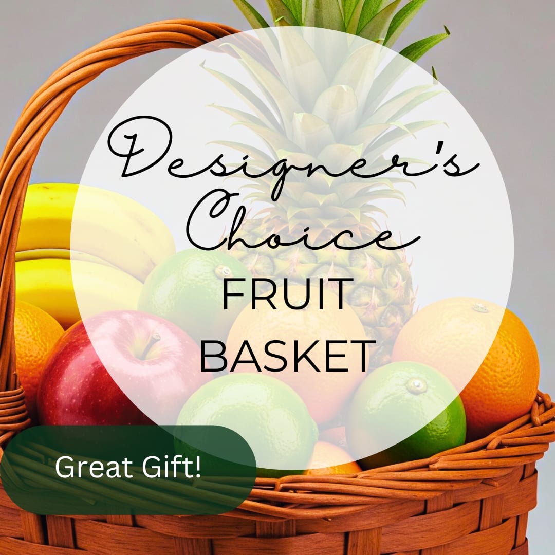 Designer's Choice Fresh Fruit Basket - The Gift of Wellness: Designer's Choice Fresh Fruit Basket  Give the gift of vibrant health and delicious flavor with our Designer's Choice Fresh Fruit Basket. Overflowing with nature's finest offerings, this basket is a thoughtful and beautiful way to show you care. We carefully select a variety of seasonal fruits, packed with essential vitamins and antioxidants, to create a truly nourishing experience. Perfect for birthdays, get-well wishes, or simply brightening someone's day. Give the gift of sunshine, beautifully arranged and ready to enjoy.