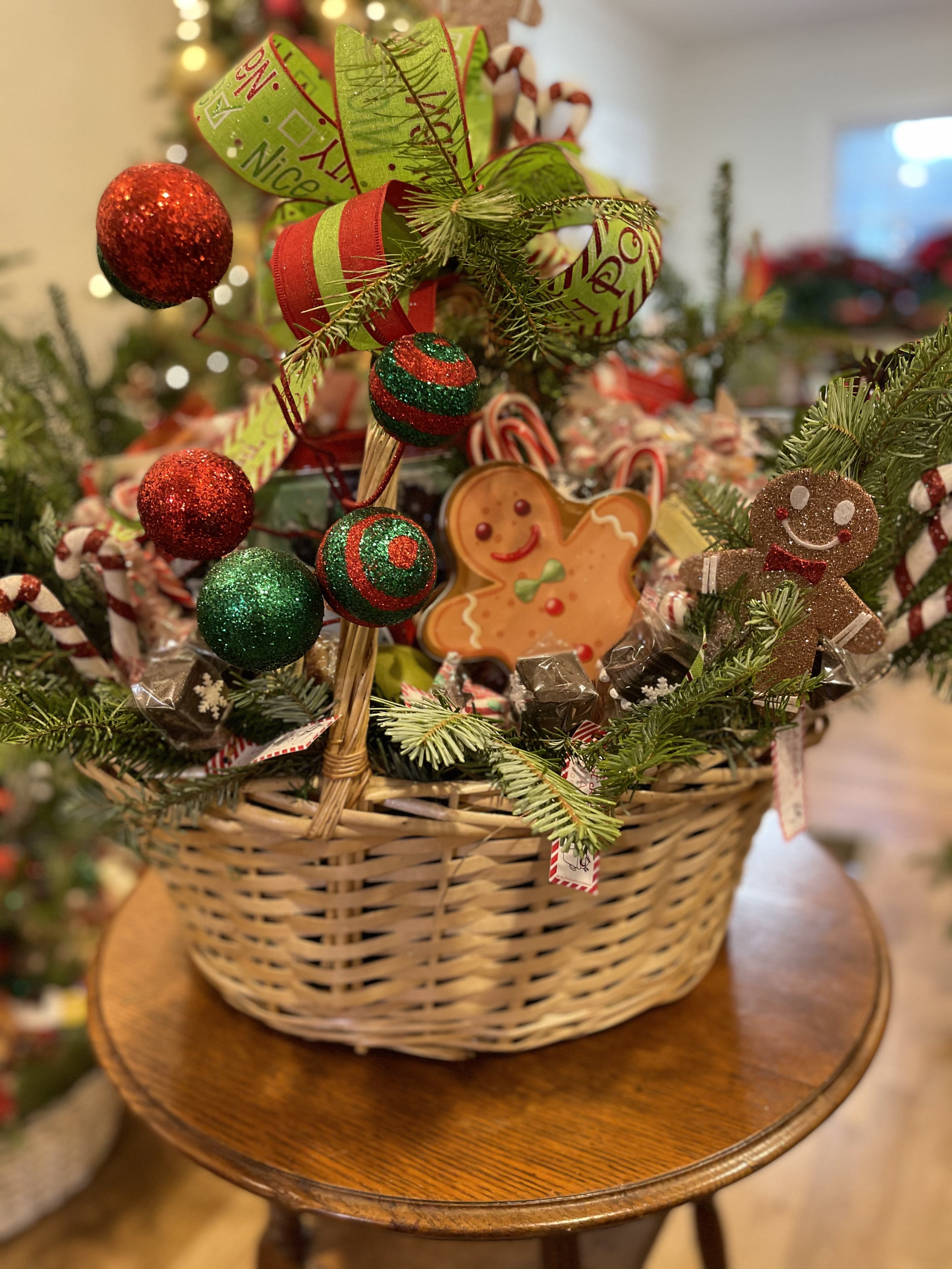 The Gingerbread Basket - The perfect gift for your teacher, customer or coach, this basket is sure to please.  Containing cookies, treats, chocolates and fresh shelled pecans.  Don't delay, this is sure to sell out!