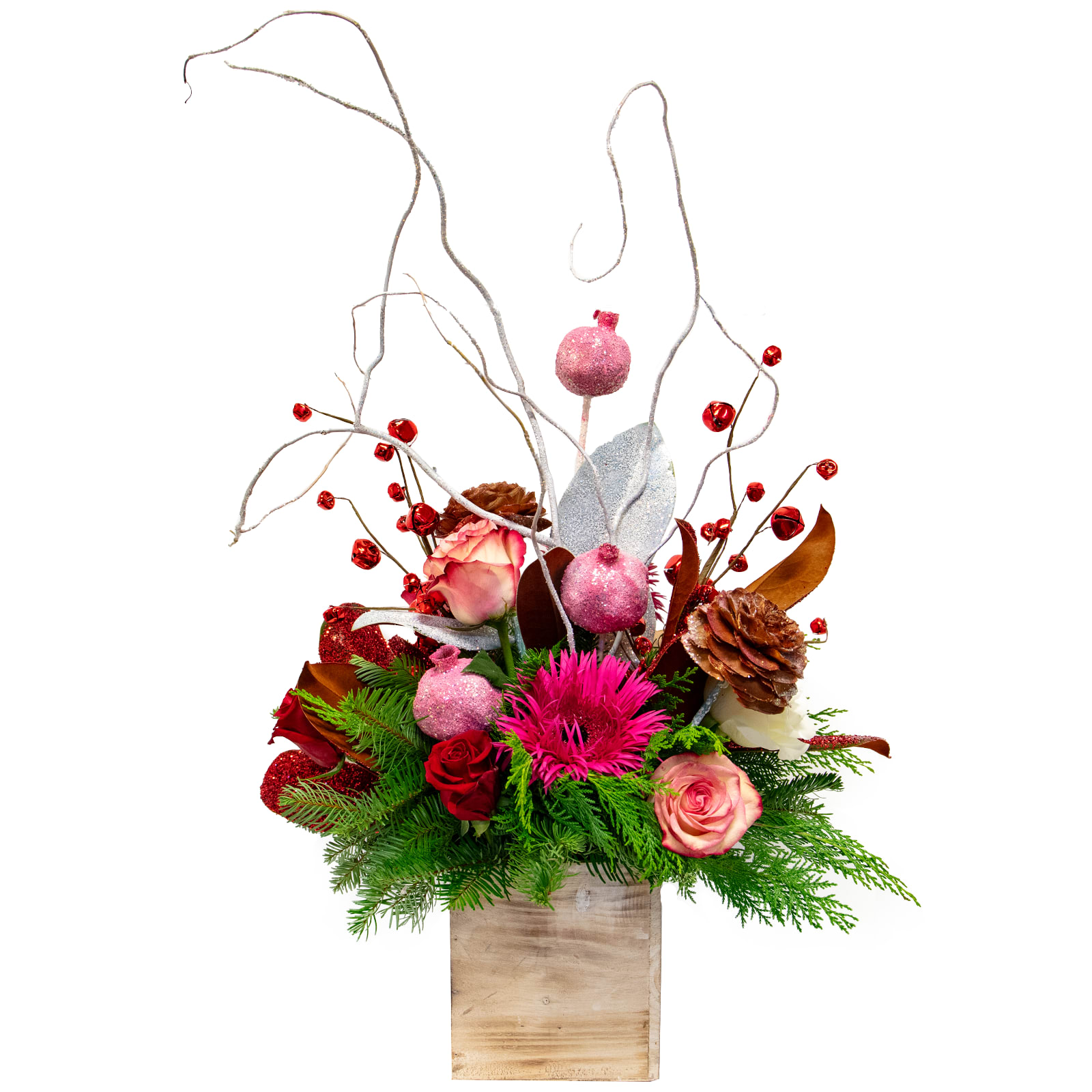 Holly Jolly - A burst of festive fun in every petal. Vibrant colors &amp; cheerful reds come together in this merry floral arrangement. Perfect for adding a dash of holly jolly spirit to your celebrations. 