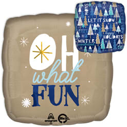 Oh What Fun! Winter Holiday Mylar - Double-sided winter holidays balloon