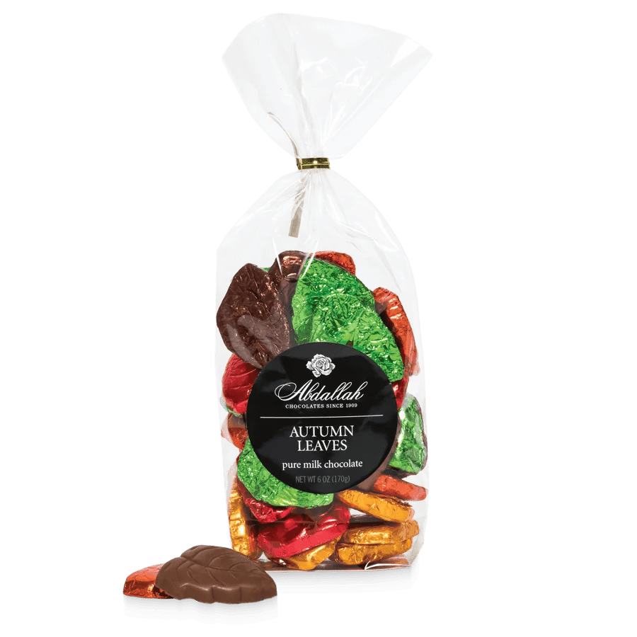 Abdallah Autumn Leaves - Abdallah pure milk chocolate foil wrapped chocolate leaves.