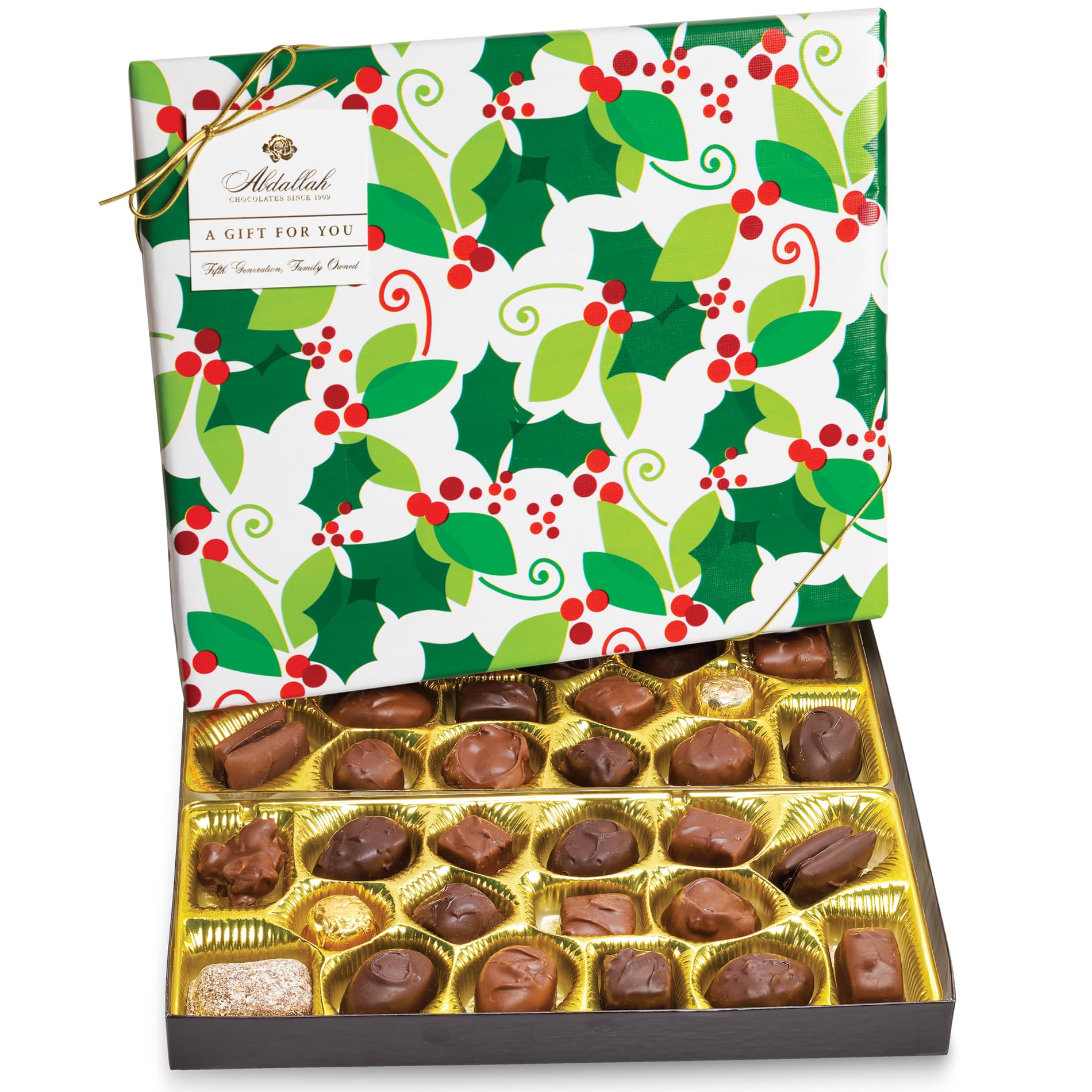 Assorted Chocolates, 15oz - Make someones day with assorted milk and dark chocolate confections beautifully gift wrapped for the holidays.