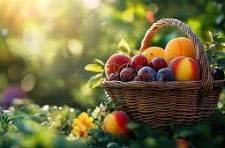 Scrumpcious Fruit Basket  - Our fresh fruit baskets are made to order.  We hand select the freshest and in season fruits to make a delicious basket for your order.   Deluxe and Premium baskets are also filled with assorted gourmet items, such as cookies, cheese, crackers, etc.  (If the recipient has any type of food allergies, please call us to discuss the specifics) 