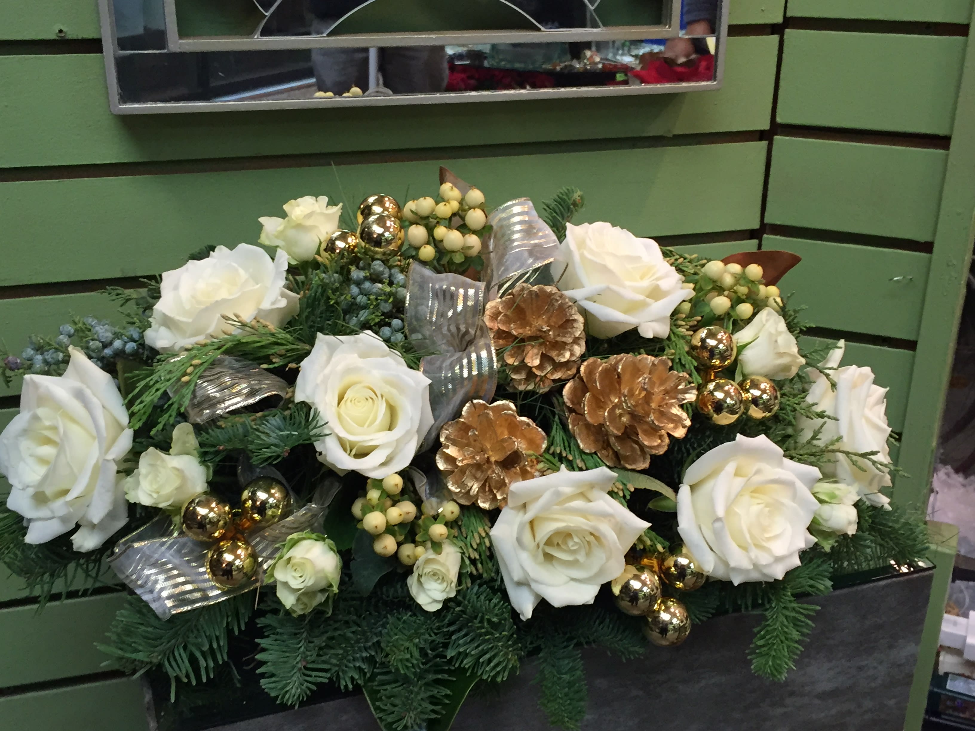 Home for the Holidays (White) - Not sure what to send? A sparkling white centerpiece can fit many occasions and all decor. Designer's choice to fit your price point... we can add candles too.