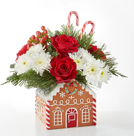 Ginger Bread House Bouquet  - This adorable ginger bread house bouquet is the perfect Holiday gift