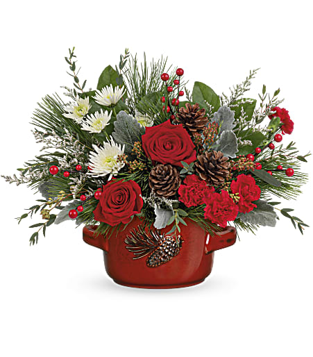 Vintage Stoneware Centerpiece ***SPECIAL*** Was $75 Now $60 - Serve up holiday cheer with a festive Christmas rose bouquet, bursting from this vintage stoneware serving dish! It's hand-painted and food-safe for years of holiday entertaining.