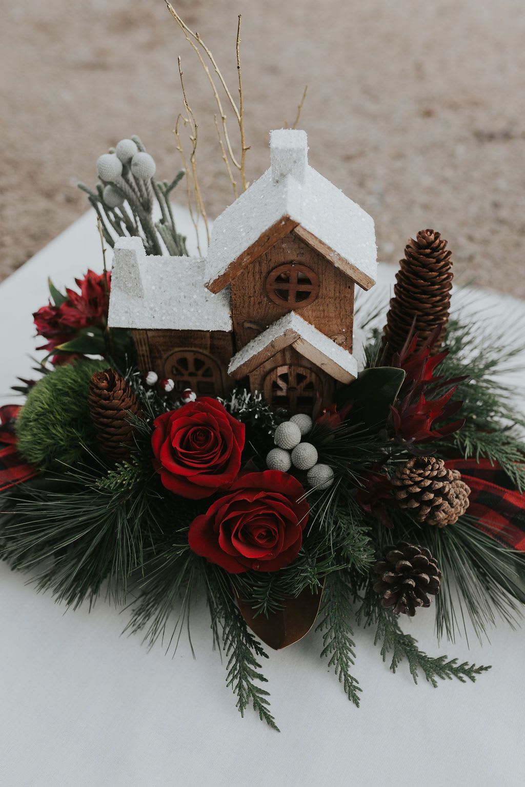 Home for the Holidays - A keepsake little home in white or brown surrounded by Christmas colours and greenery. Great as a centrepiece or room decor.   Oh, there's no place like home for the holidays 'Cause no matter how far away you roam When you pine for the sunshine of a friendly gaze For the holidays, you can't beat home, sweet home