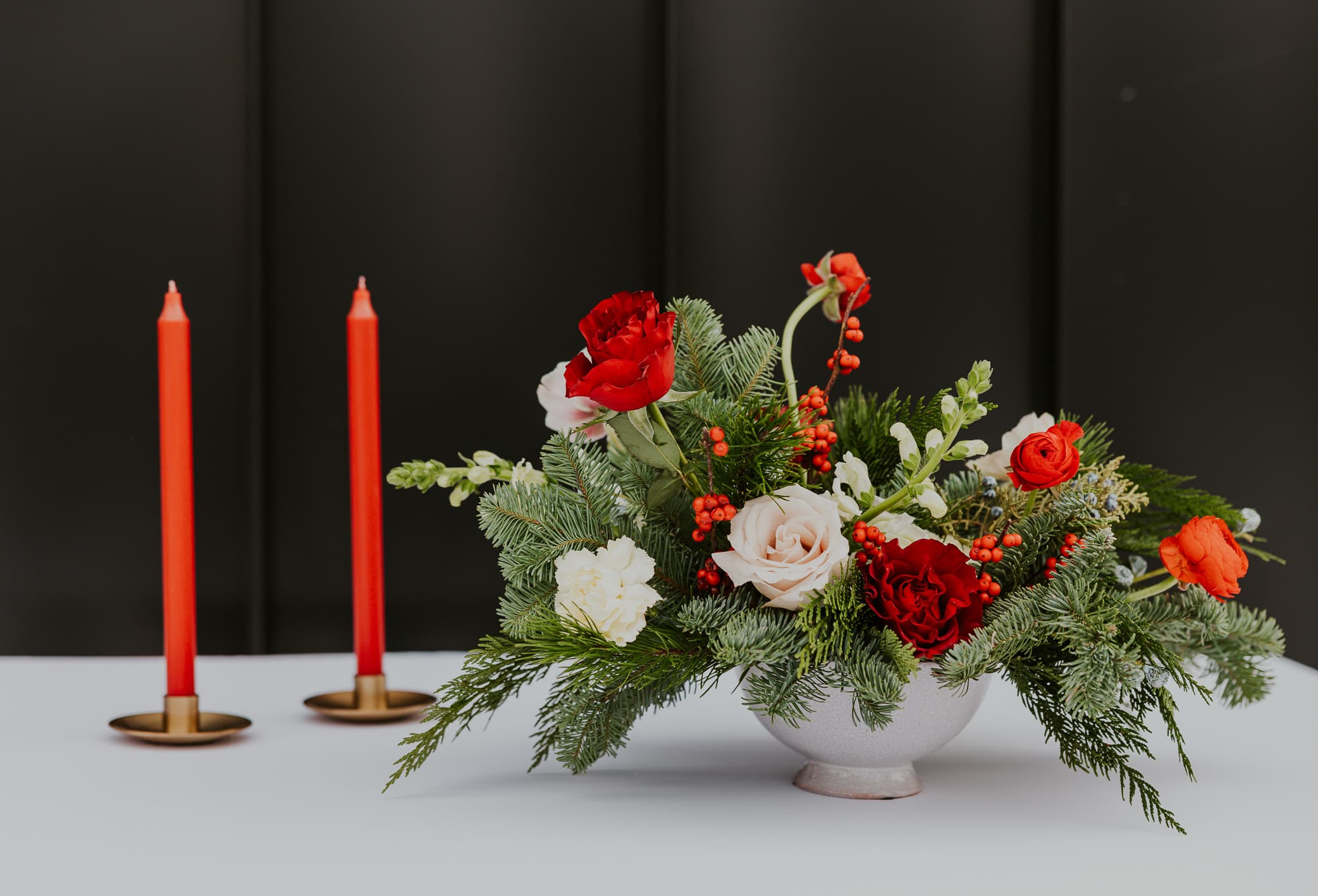 Holiday Centerpiece  - A festive centerpiece to add fresh floral to the dining table.