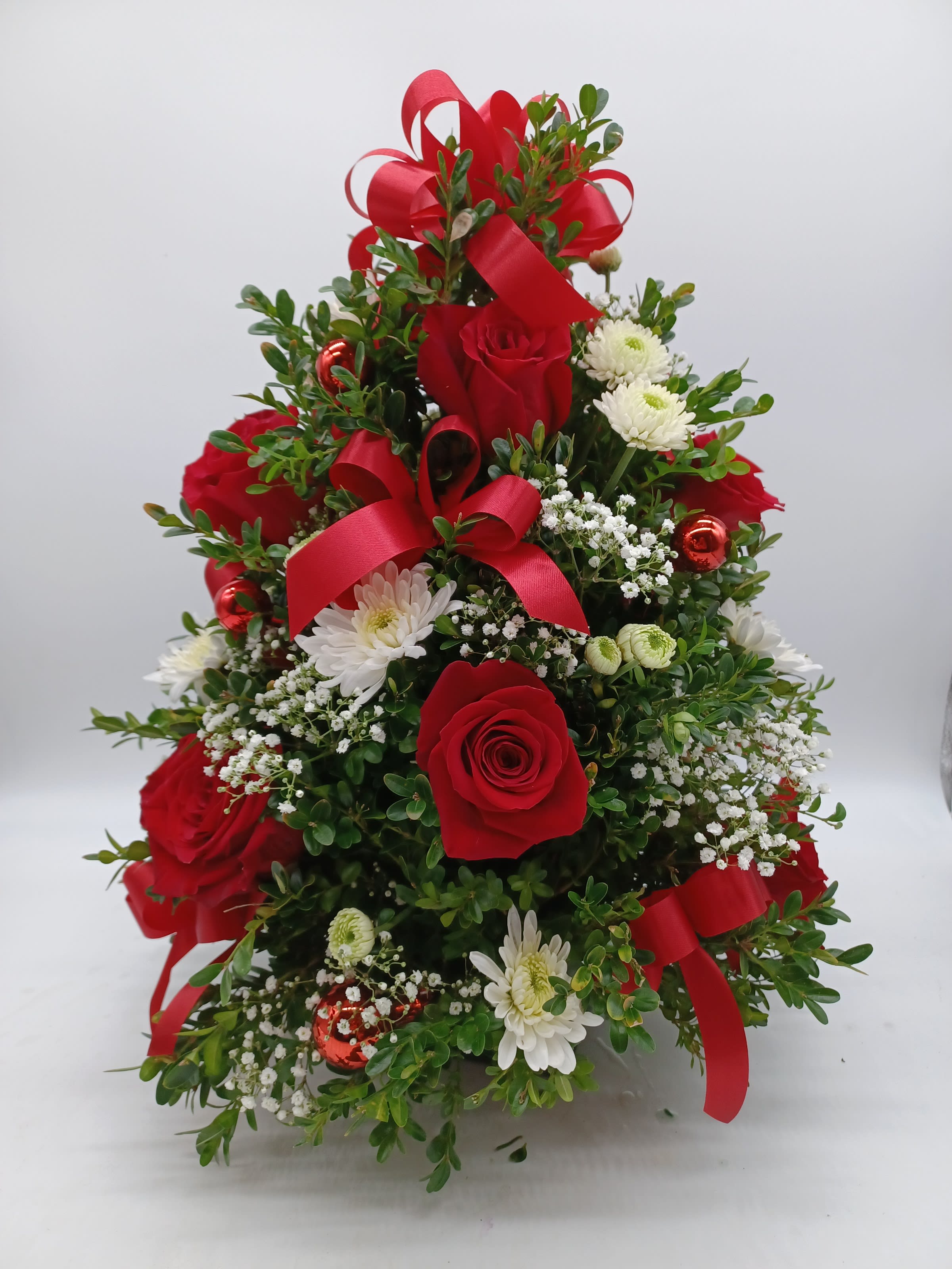 The Deck the Halls Tree - Fresh Boxwood shaped and decorated to look like a real Christmas tree!