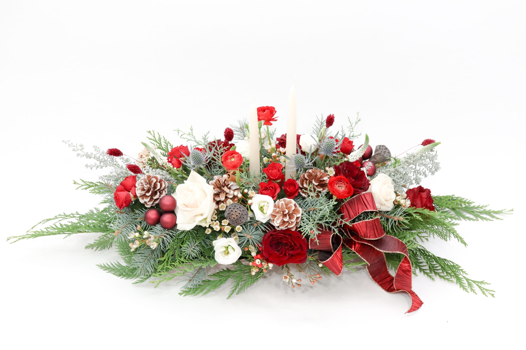 Christmas Centerpiece  - Presenting our unique centerpiece for Christmas, there is no better way to feel the spirit of Christmas in your home, created with the traditional red and white colors, making every Christmas table so joyful and  pretty. 