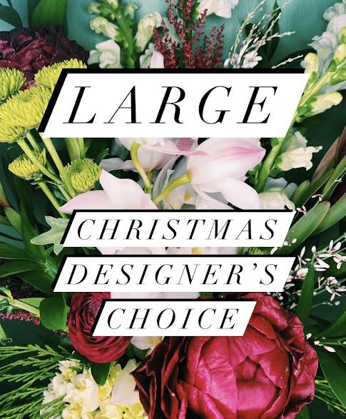 LARGE- Christmas Designer's Choice  - Having a hard time deciding what to pick out this Holiday season? If so this option is for you! Leave it up to our designers to create a one of a kind arrangement with a Christmas color pallet and vibe in a vase!  This option is what our designers HIGHLY recommend.  We use our freshest flowers in stock and it allows us to be our full creative selves.  The LARGE option allows us to use our high end flowers!