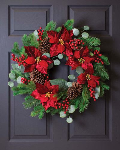 14&quot; Decorated Wreath for Door - Beautiful Balsam Wreath Decorated for Christmas with Gold and red balls. Call us if you would like custom colors. 603-601-6312