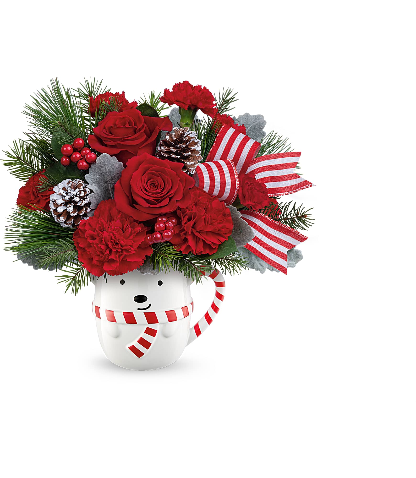 Send A Hug Beary Wish Bouquet - Send A Hug® Beary Wish Bouquet is brimming with red roses, festive greens, and holiday cheer! Arranged in our adorable bear mug, it's the perfect way to send warm wishes and smiles this Christmas.