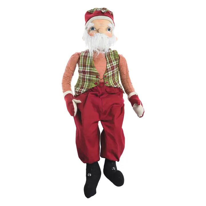 McDonald Santa - McDonald Santa spends the holidays sitting around the fire telling Christmas stories to all the children in the village. He's everyone's favorite kindly grandfather, and always gets a twinkle in his eye when the boys and girls discuss what they want to receive for Christmas. This traditional folksy Santa brings a down-home rustic charm to all your holiday celebrations and is perfect for displaying with more Gathered Traditions. Dimensions: 6 x 11 x 33 in (15.2 x 27.9 x 83.8 cm)