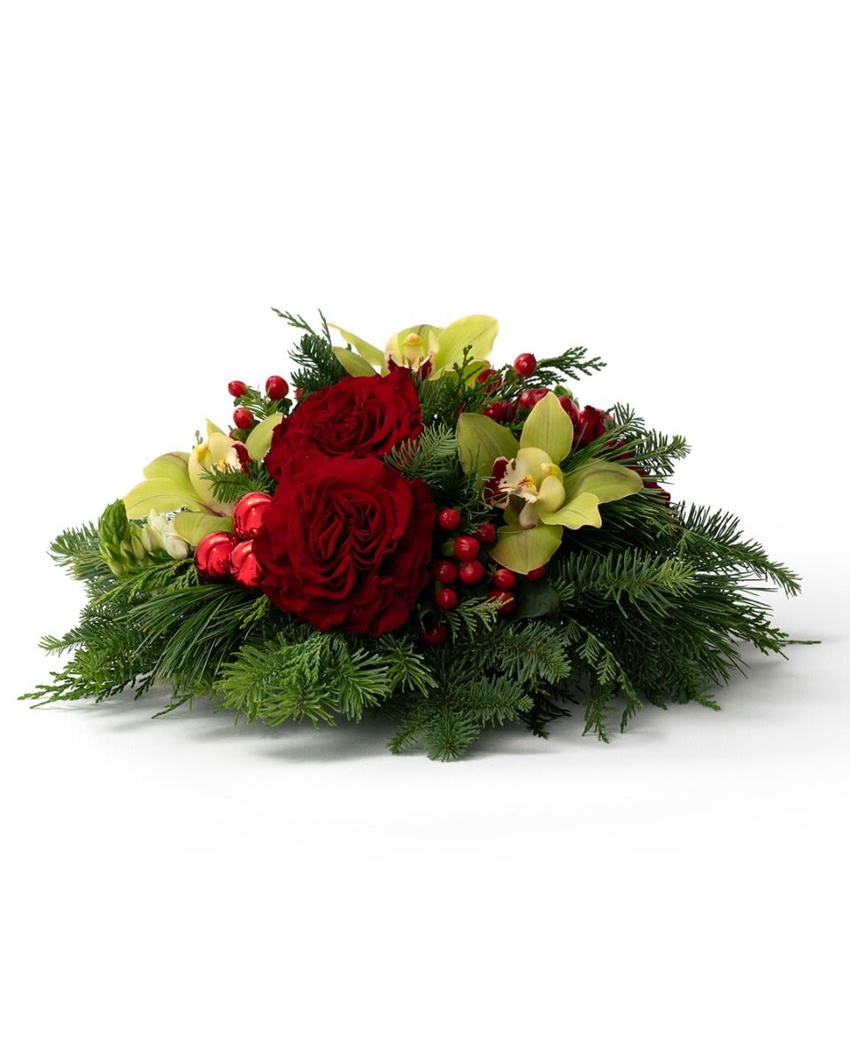 Crimson And Orchid - A striking celebration of the season, our Crimson &amp; Pine Collection featuring our Twilight Crimson Centerpiece, Crimson and Orchid, Scarlet Trio, Winter Rose and Enchanted Evergreen.