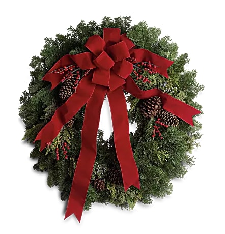 Classic Holiday Wreath - It's not Christmas without a fresh Christmas wreath on your door! Send the spirit of the season to someone special with this classic piece of holiday decor. The 24-inch wreath is composed of fragrant noble fir with touches of juniper and red berries, and is hand delivered by a local florist to ensure maximum freshness.