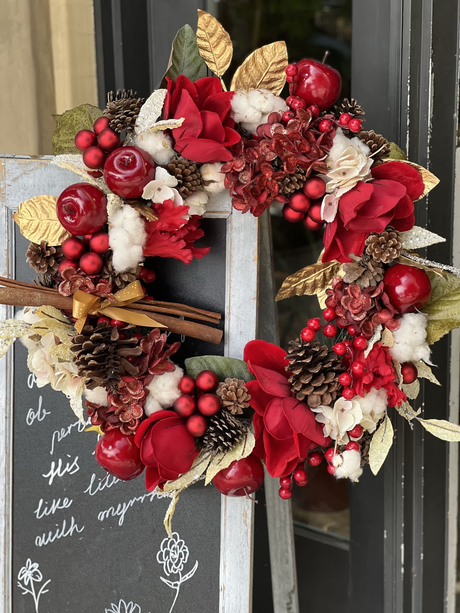 Chrismas Wreath - This Silk flowers wreath perfectly for you or your friends holiday door.