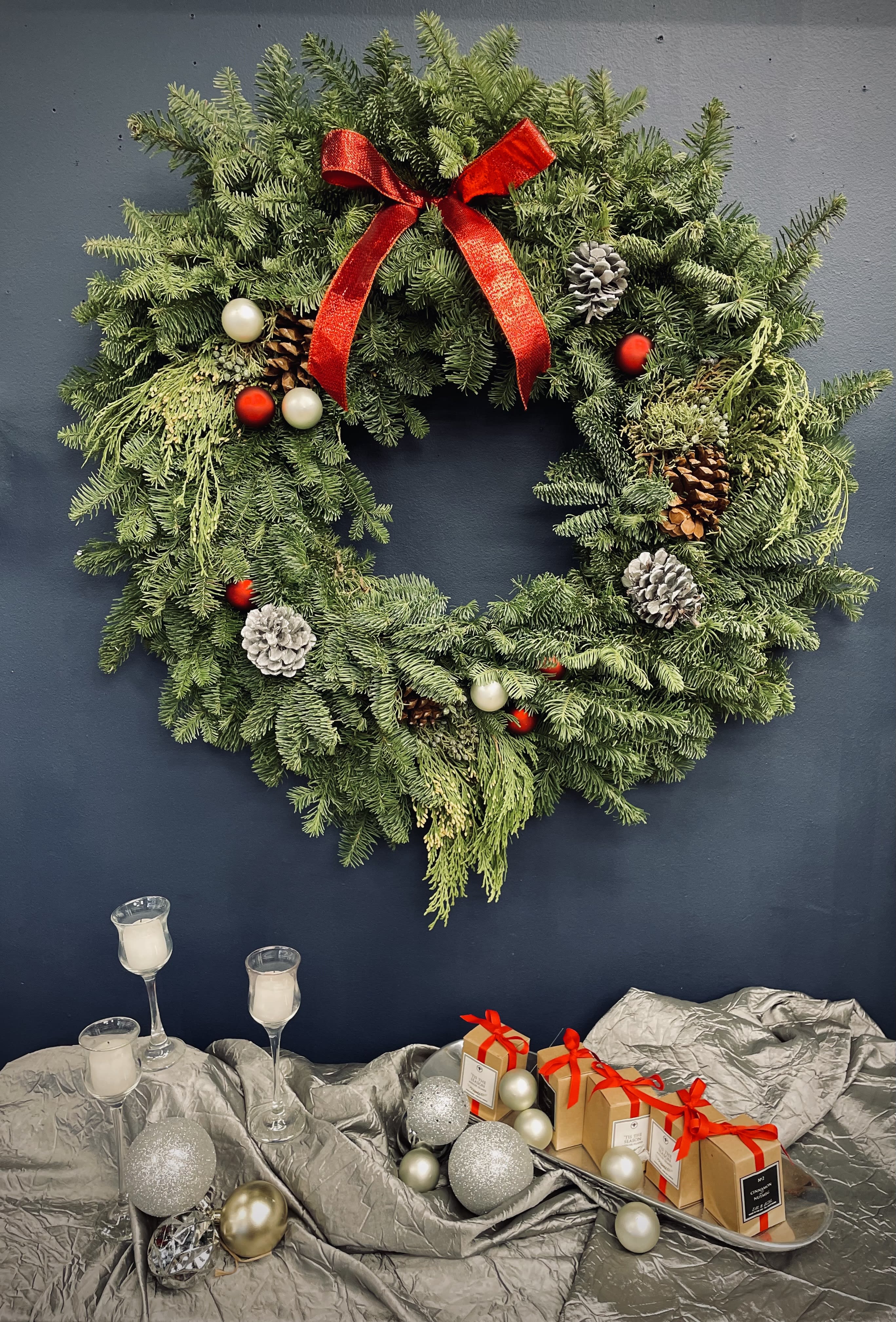26&quot; Decorated Holiday Wreath - Fresh 26&quot; evergreen wreath with holiday décor