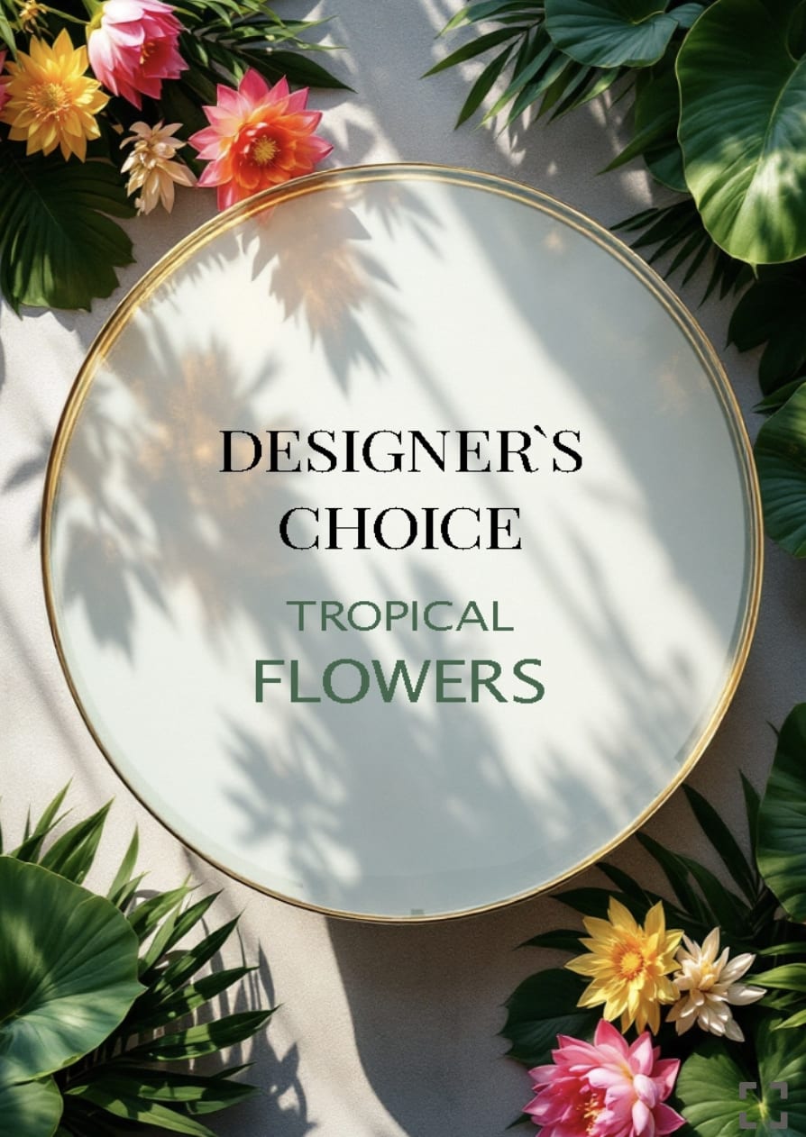 Designer's Choice Tropical - Discover the beauty and vibrancy of tropical flowers with our Designer’s Choice selection in Houston Fresh Flowers, created by our Certified Floral Designer.  Each arrangement is meticulously crafted to reflect the splendor of tropical landscapes, bringing a touch of paradise right to your home or event. Ideal for gifting or enhancing your interior décor, these unique flowers infuse life and color into any space.