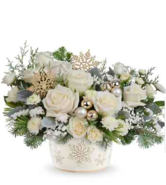 SNOWFLAKE BOUQUET - AN UNGORGETTABLE HOLIDAY ARRANGEMENT, IN A FOOD- SAFE CONAINER