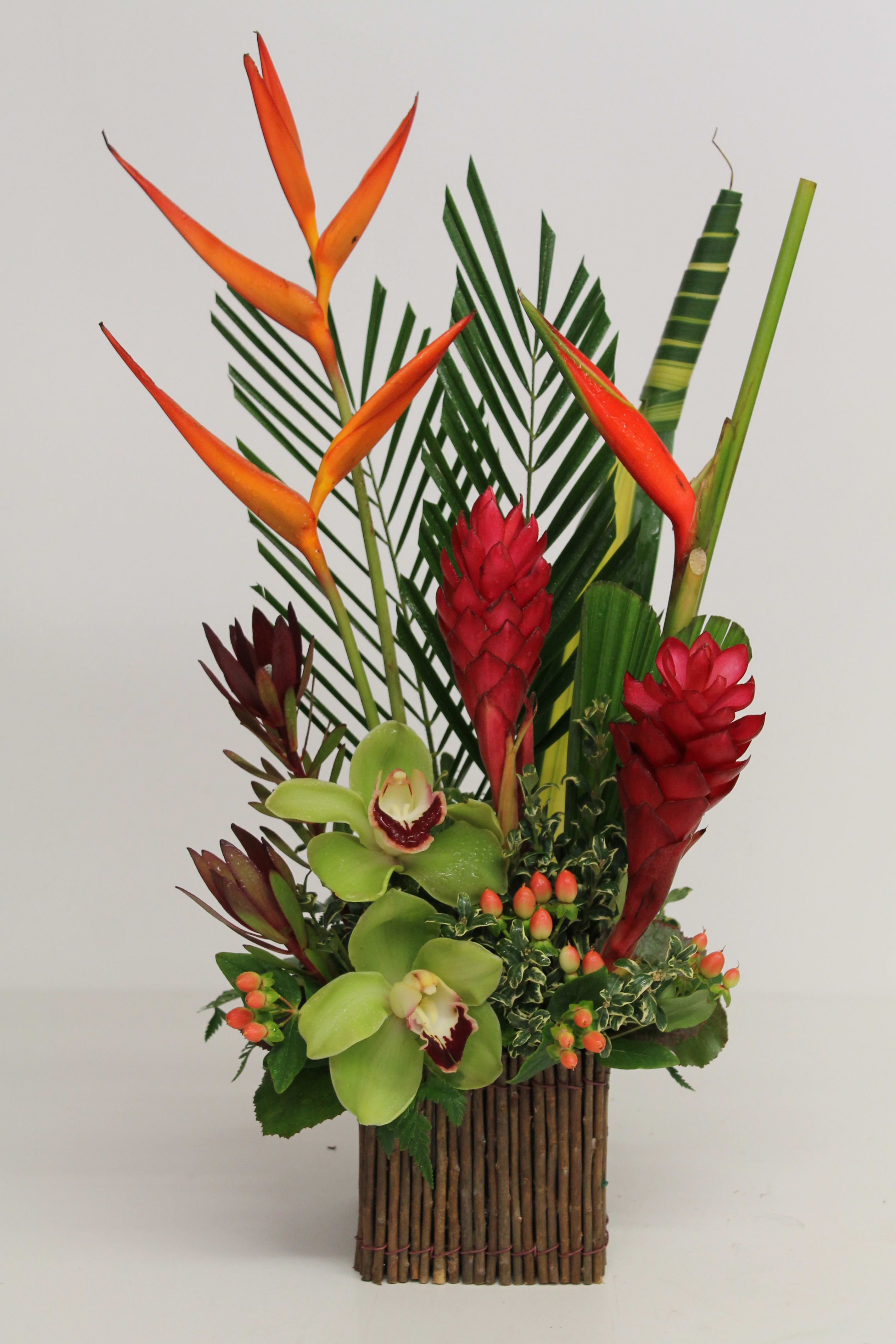 Simply Tropical - Heloconia, Ginger, Orchid, Hypericum, Leucadendron