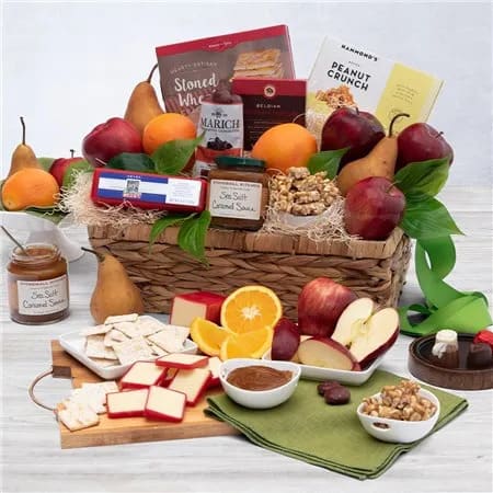 Get Well Basket - Nourishment plays a major role in any recovery. That’s why we created this thoughtful gift filled with a selection of foods that aren’t just delicious, but healthy too. Complete with fresh orchard fruits, premium cheese, artisan crackers, and a collection of gourmet snacks. This gift will have them feeling better in no time at all!  