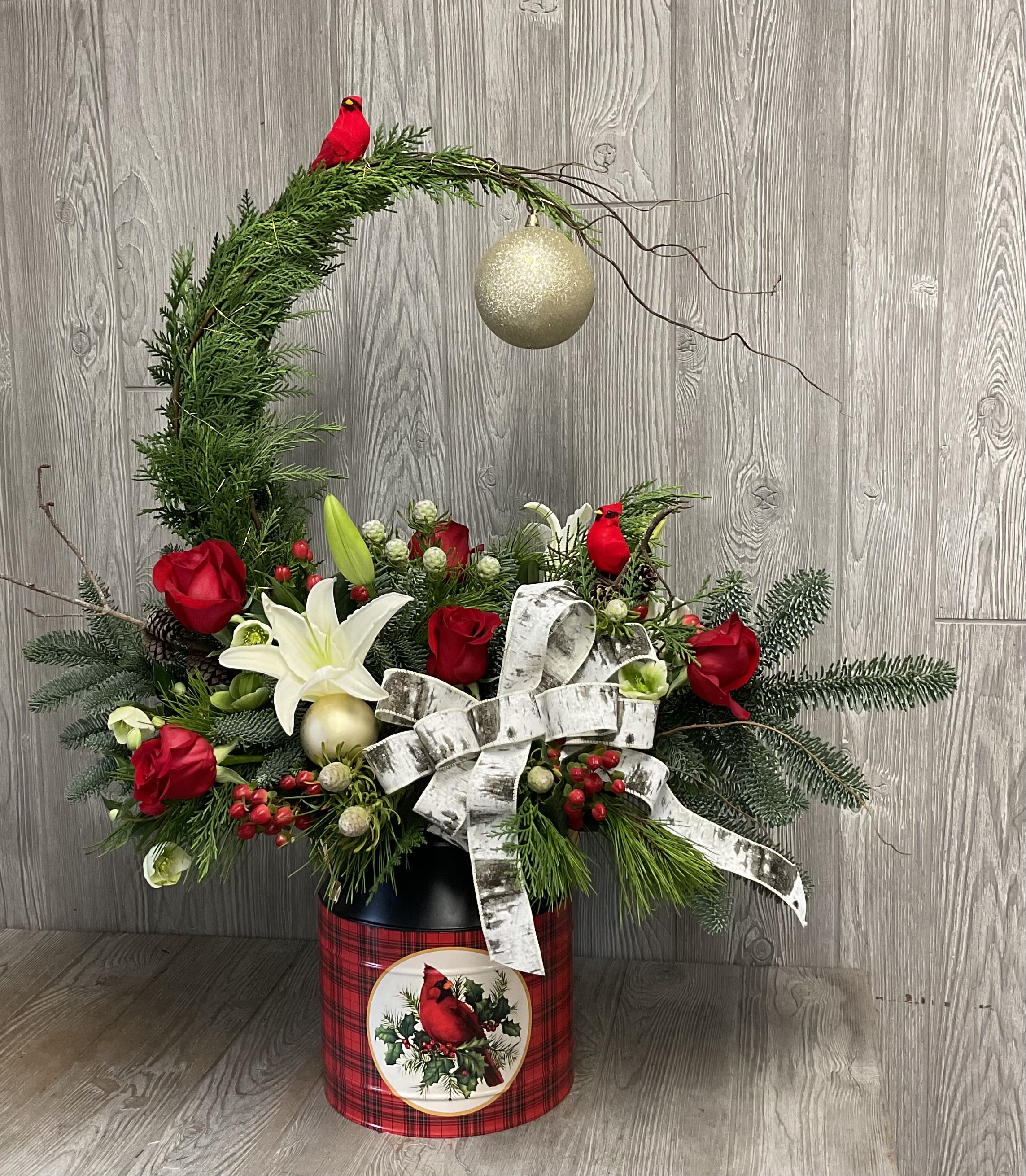 Luxury Who-ville - A wonderful arrangement in a holiday milk tin. 