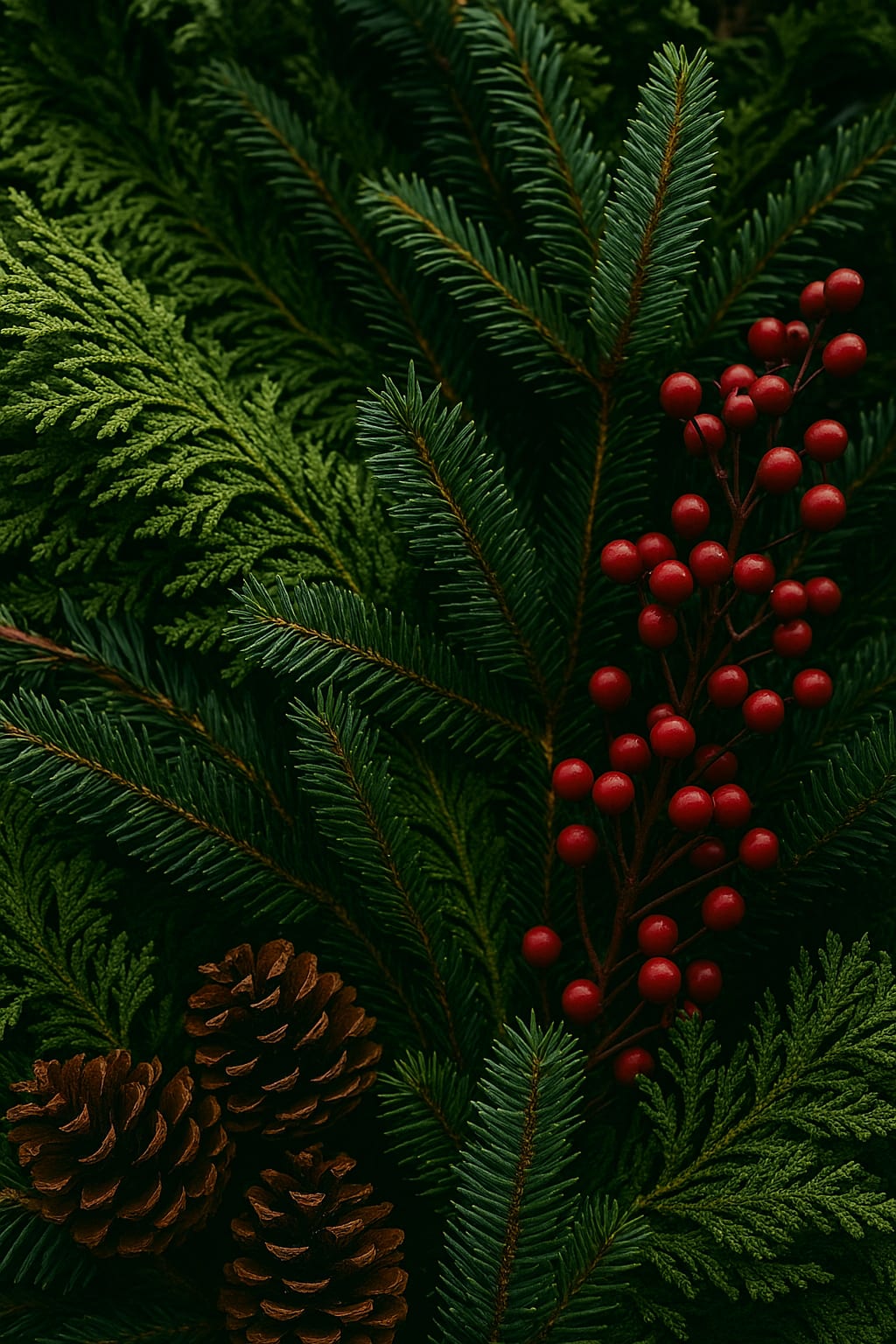 Holiday Designer's Choice - Let our experienced designers create a beautiful fragrant evergreen arrangement for you or that special recipient this holiday season! Each arrangement is unique, featuring seasonal evergreens and natural accents like pinecones or berries. A simple, elegant way to bring the beauty of the season indoors. Deluxe and Premium Versions will include elegant flowers in Red, Burgundy or White, or a tasteful combination of those colors.  