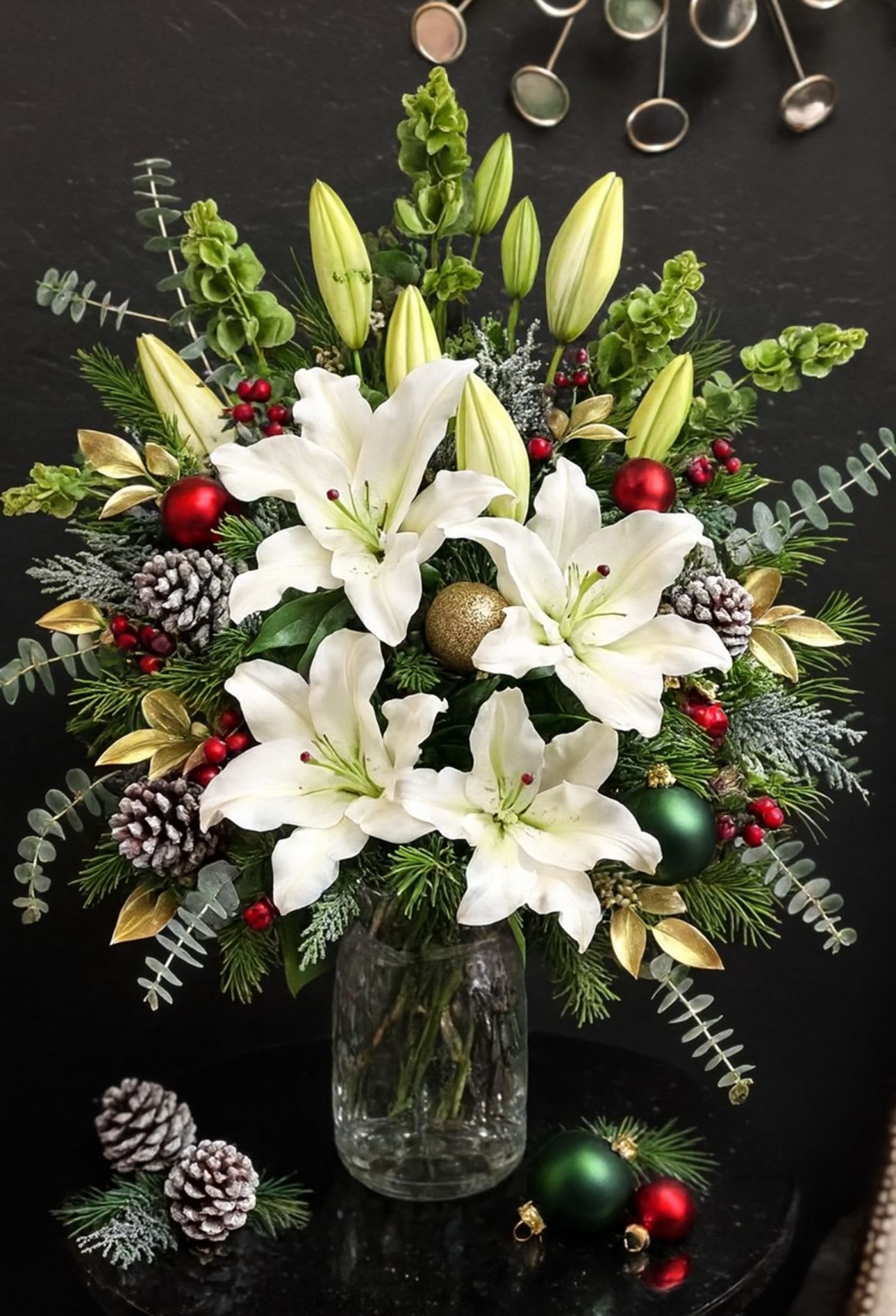 Casablanca Lily Holiday Centerpiece - Casablanca Lily Holiday Centerpiece shown in Deluxe Size