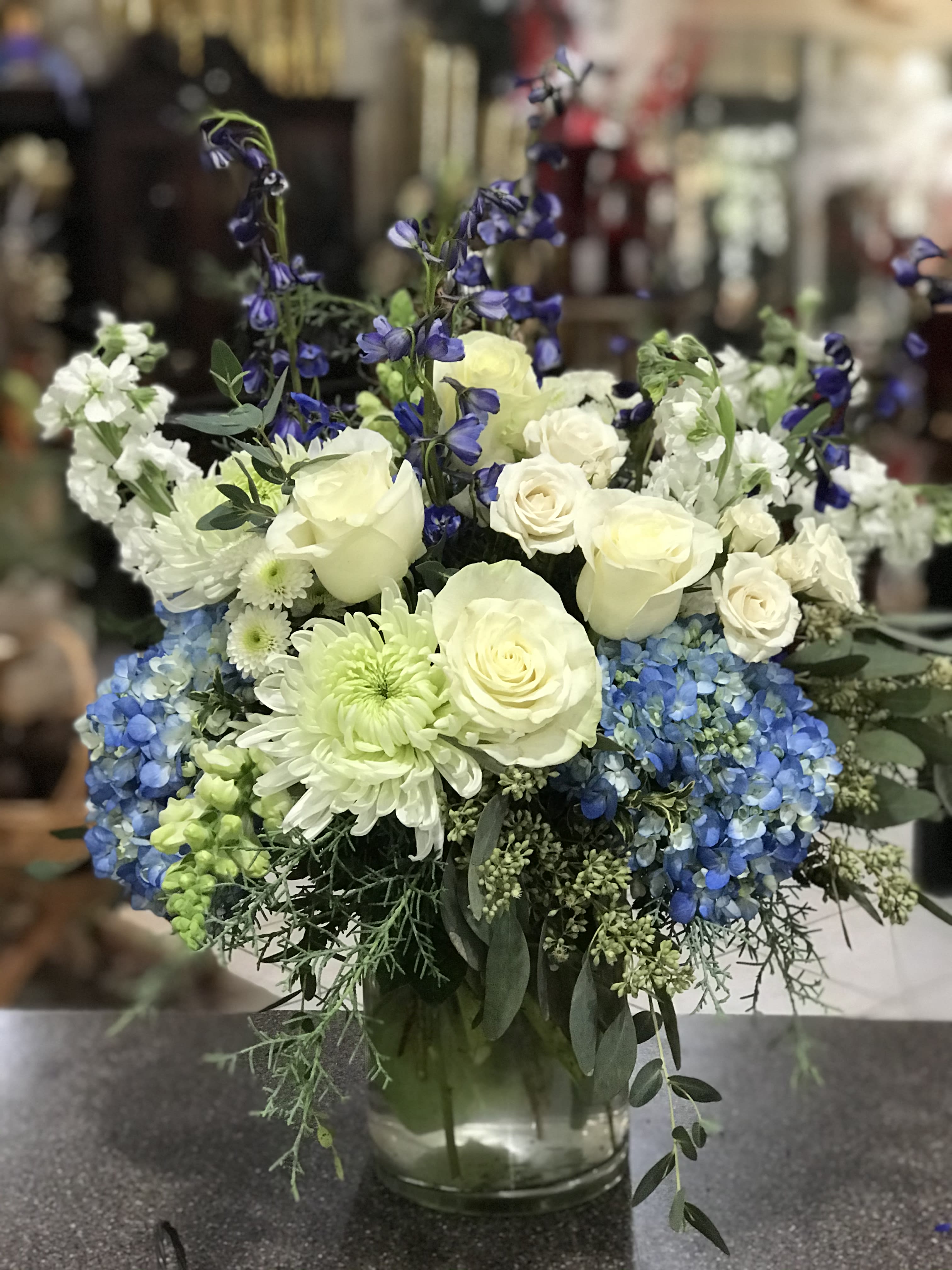 Sweet Hanukkah Sentiments - This beautiful arrangement will take pride of place on the family table.  It's a great way to wish friends &amp; family a Chag Sameach!