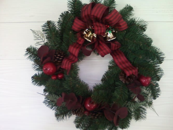 christmas whreath  By Kokee - Just for your door with real smelling pine.