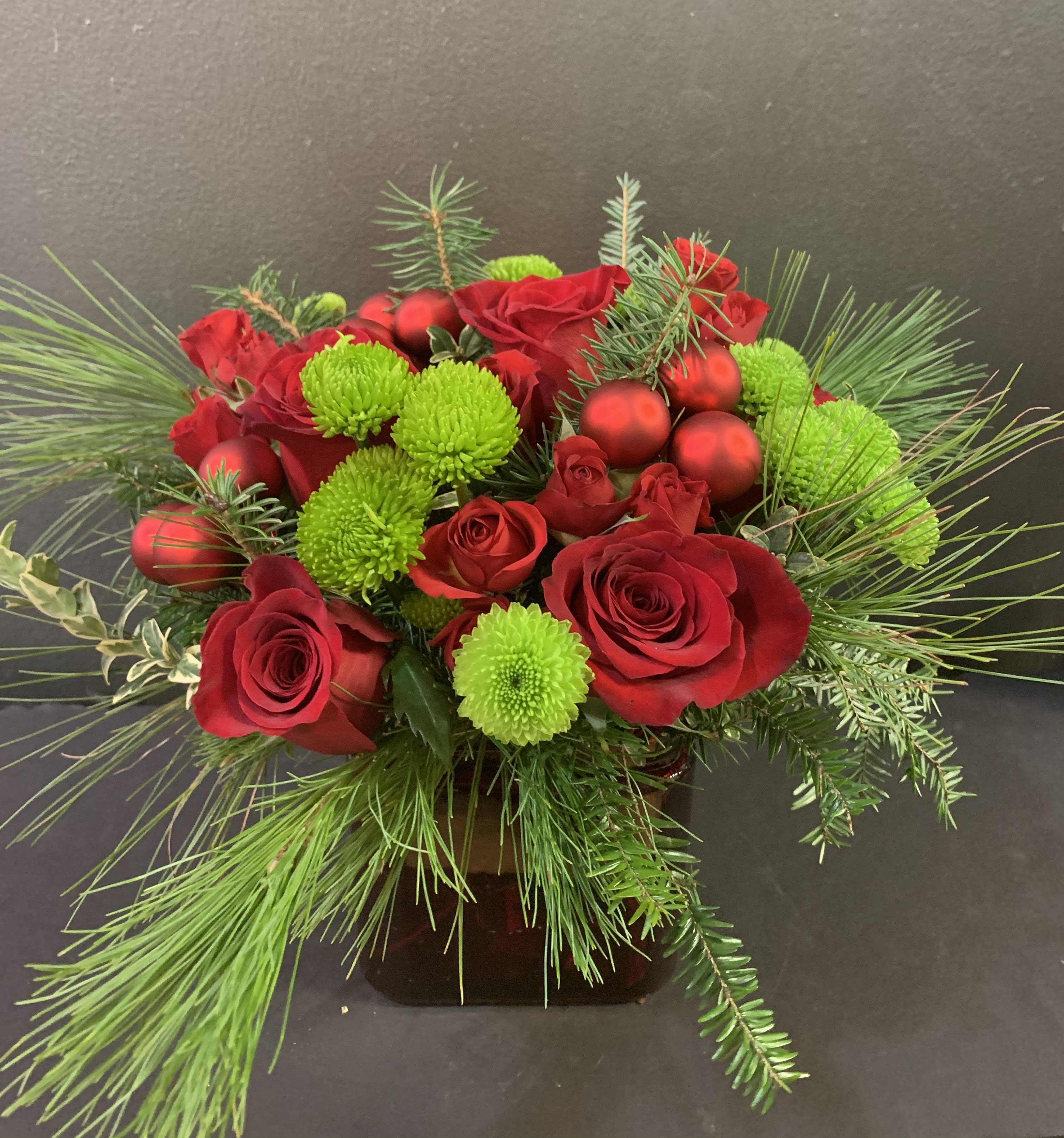 Warm Winter - Beautiful, seasonal reds and greens will fill this vase.  